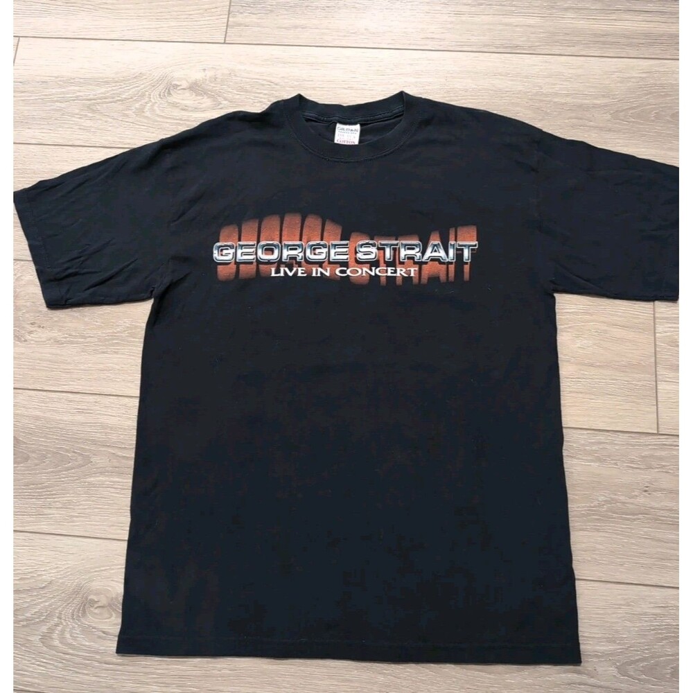 VINTAGE 2005 GEORGE STRAIT LIVE IN CONCERT Gildan T-SHIRT MENS L BLACK   EUC